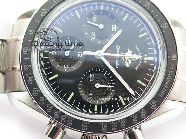 0516 Refined Speedmaster 50th Anniversary Black Dial On SS Bracelet 8232